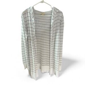 Cynthia Rowley White and Blue Striped Linen Blend Cardigan